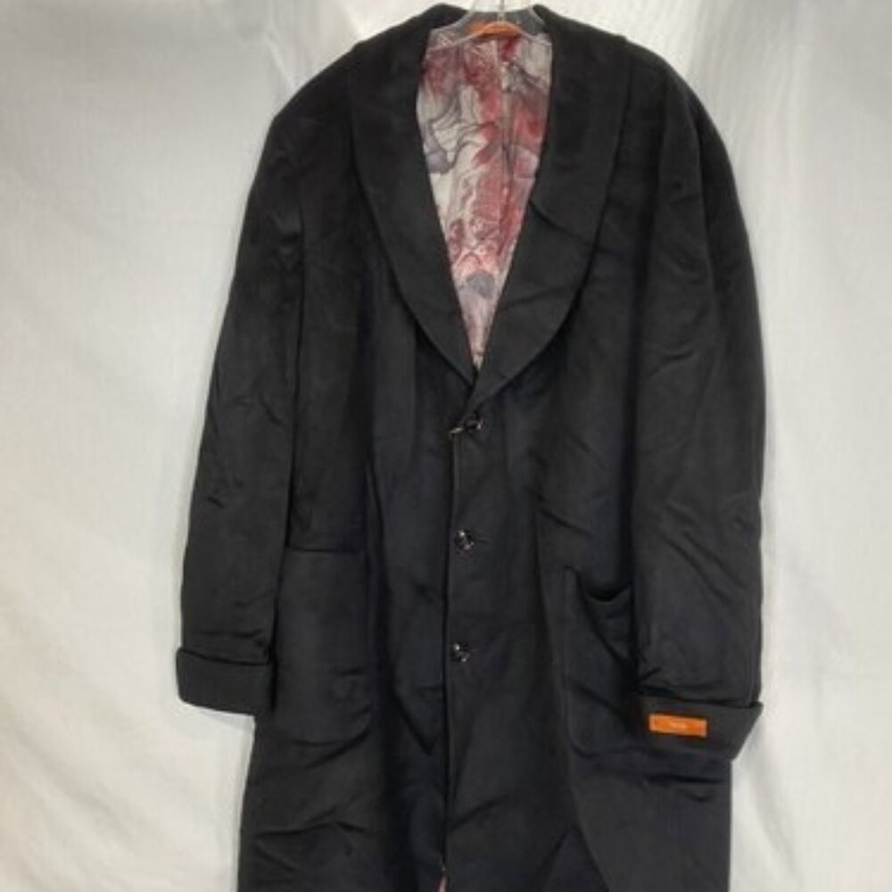 NEW TALLIA Mens Vannes Wool Overcoat Colorful Lining Size XXL Black